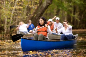 people riding canoe in Delaware River