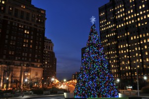 Christmas tree in downtown Philadelphia