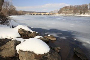 snow on the Delaware River