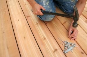 builder at work on deck