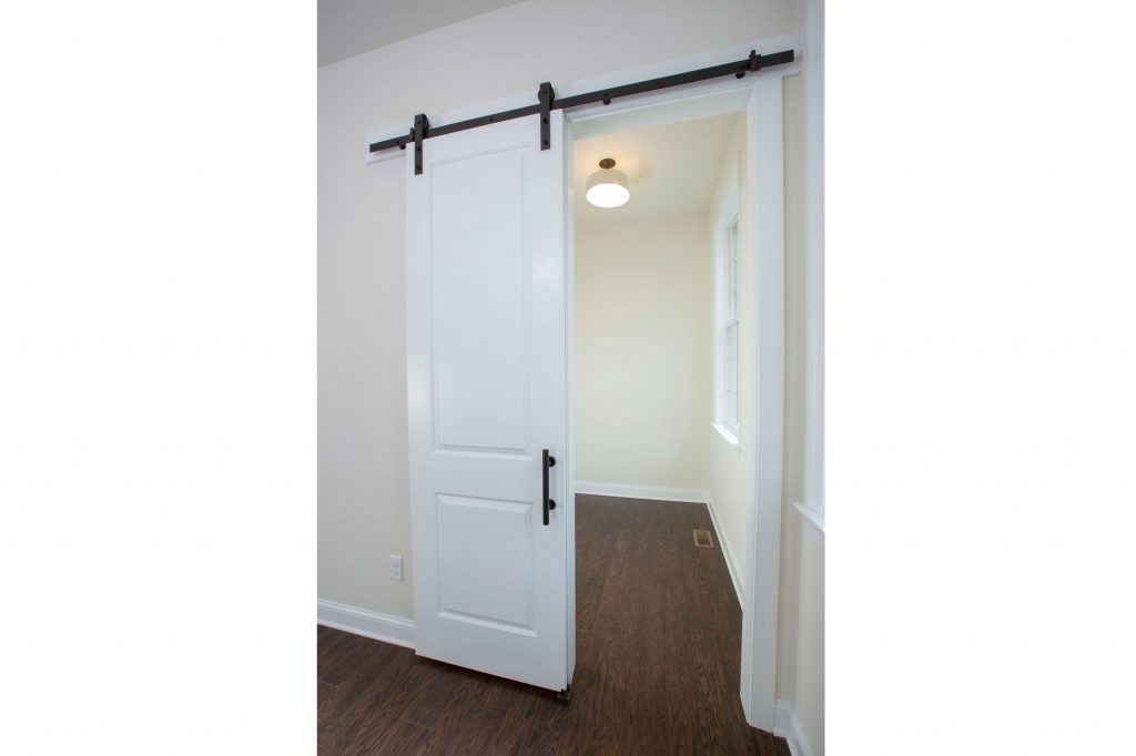 pocket office in townhome with sliding door