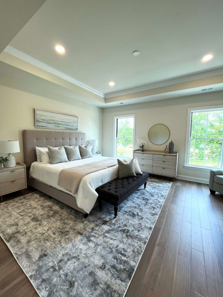 primary bedroom in new construction townhome