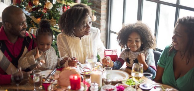 Group of diverse people are gathering for christmas holiday